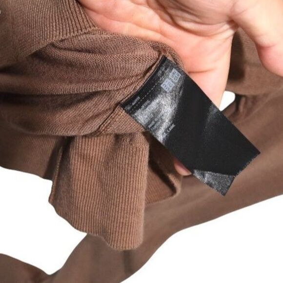 Uniqlo 100% Pure Wool Knit Long Sleeve Sweater Men’s Sz L Camel Brown Top - Picture 7 of 7